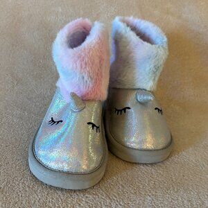 H&M UNICORN Pull-on Toddler Boots Size 9/10 in color Glittery Silver